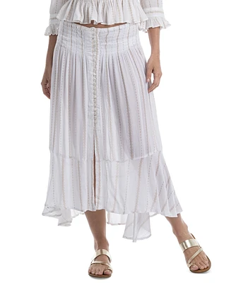 Dotti Women's Button-Front Cotton Skirt Swim Cover-Up