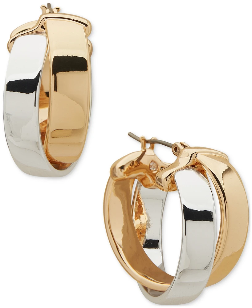 Dkny Two-Tone Medium Crossover Hoop Earrings