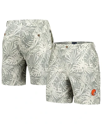 Men's Margaritaville Gray Cleveland Browns Sandwashed Monstera Print Amphib Shorts