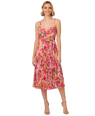 Adrianna Papell Women's Floral-Print Pleated Midi Dress