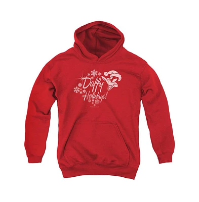 Looney Tunes Youth Daffy Holidays Pull Over Hoodie / Hooded Sweatshirt