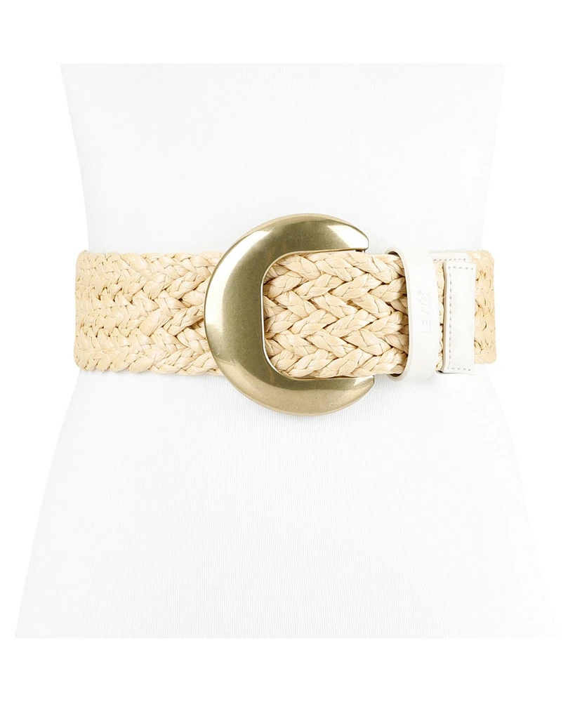 Levi's Women's Fully Adjustable Raffia Belt with Statement Buckle