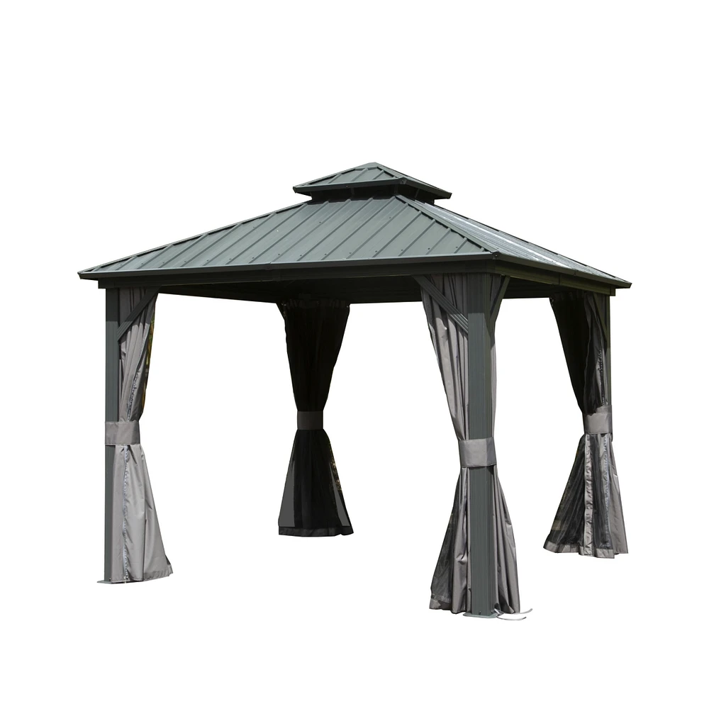 10' X 10' Hardtop Gazebo, Aluminum Metal Gazebo