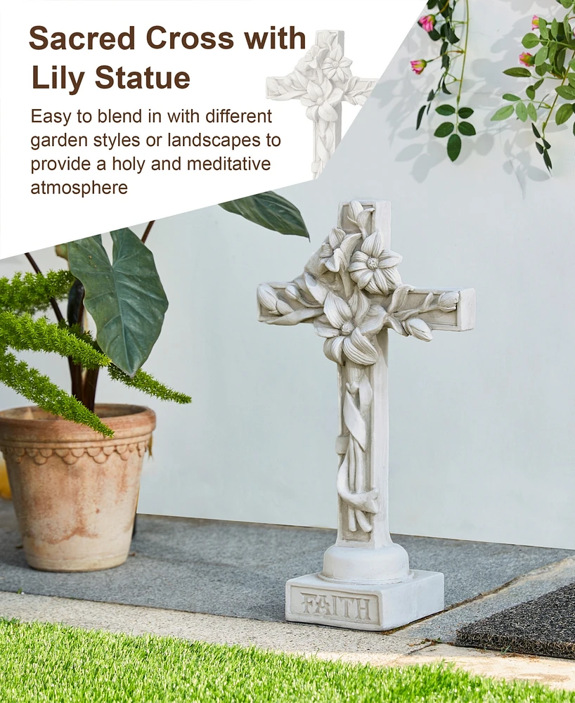 Glitzhome Holy Cross with Lily Garden Statue