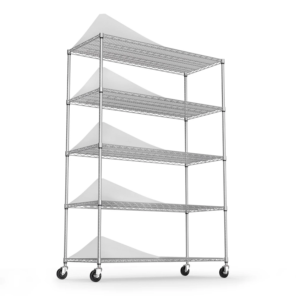 Heavy Duty Adjustable Storage Rack - 6000Lbs - 82"H X 48"L X 24"D - Chrome