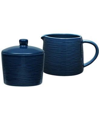 Noritake Colorscapes Black-On-Black Swirl Sugar and Creamer, Set of 2