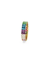 Swarovski Multicolored Baguette Cut Gold-Tone Plated Matrix Ring