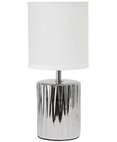 Simple Designs 11.61" Tall Contemporary Ruffled Metallic Gold Capsule Bedside Table Desk Lamp with Black Drum Fabric Shade