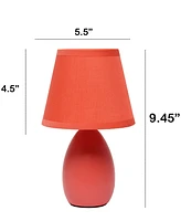 Creekwood Home Nauru 9.45" Traditional Petite Ceramic Oblong Bedside Table Desk Lamp Two Pack Set, Tapered Drum Fabric Shade