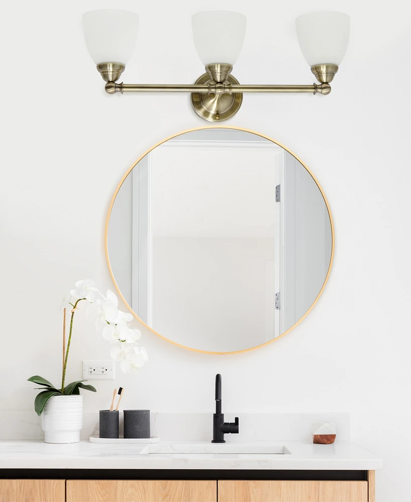 Lalia Home Essentix Traditional Three Light Metal and Translucent Glass Shade Vanity Uplight Downlight Wall Mounted Fixture
