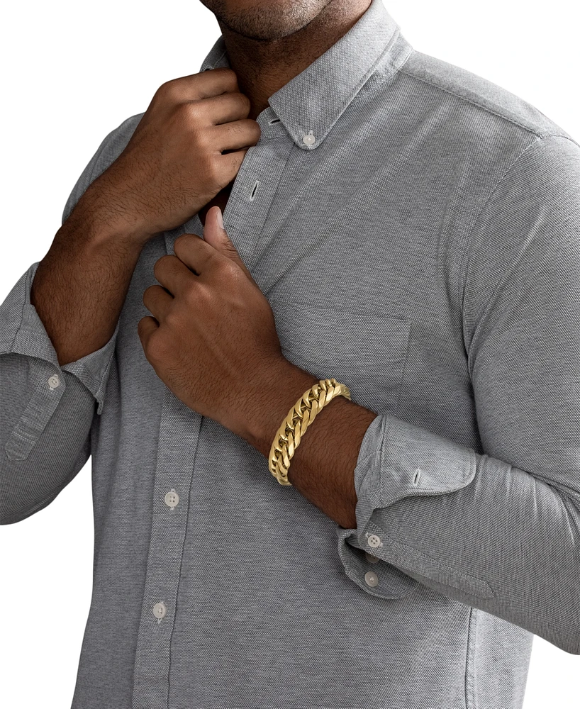 Esquire Men's Jewelry Polished Wide Curb Link Bracelet Stainless Steel, Created for Macy's