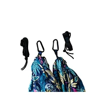 Portable Camping Hammock Cloth, Two Person Blue Leaf Print