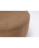 Teddy Fabric Swivel Accent Armchair Barrel Chair With Powder Coating Metal Ring