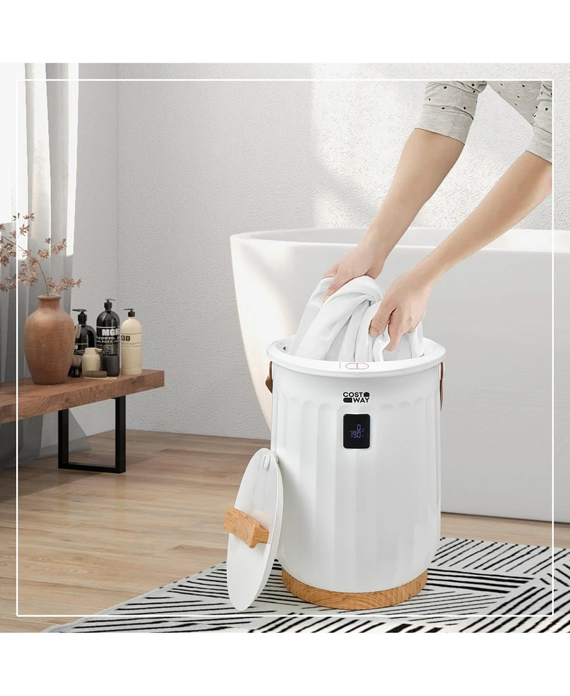 Bucket Towel Warmer with 4 Timer Settings and Portable Handle for Bathroom Use