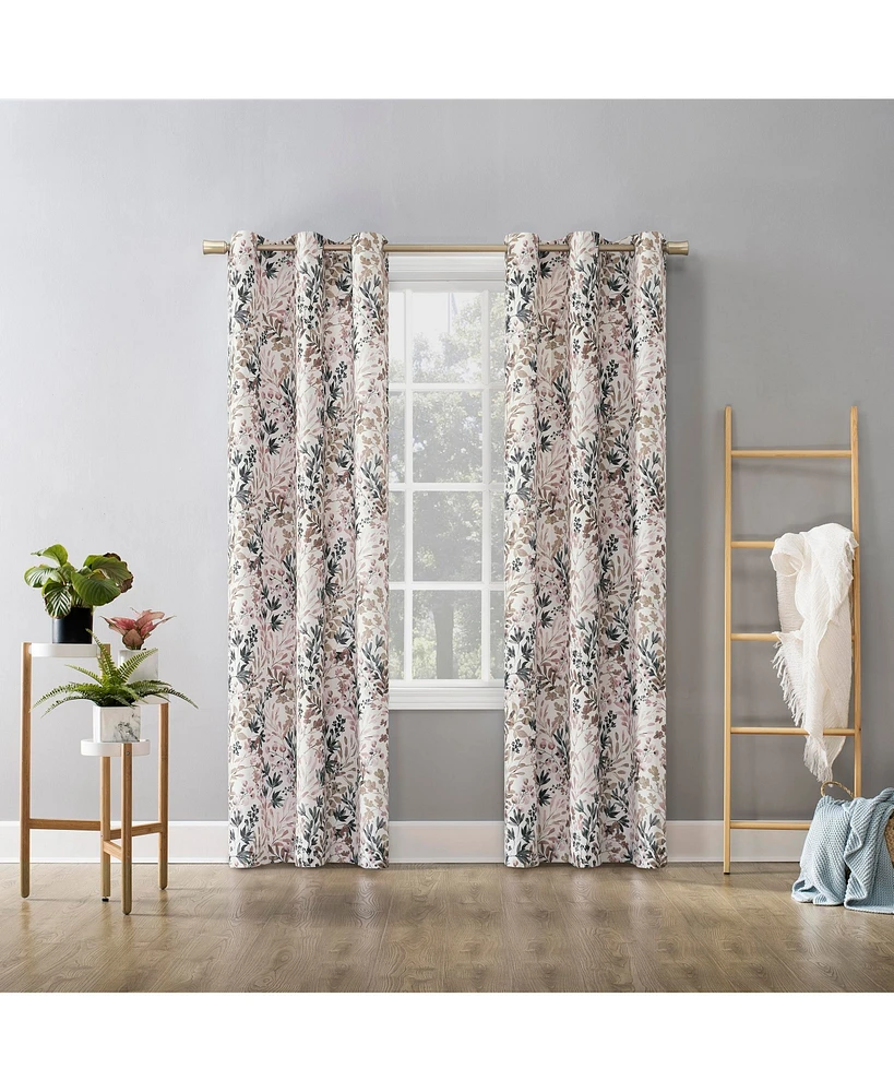 Amelie Botanical Print Room Darkening Grommet Curtain Panel