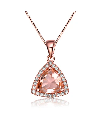 Sterling Silver 18K Rose Gold Overlay Champagne Cubic Zirconia Triangle Necklace