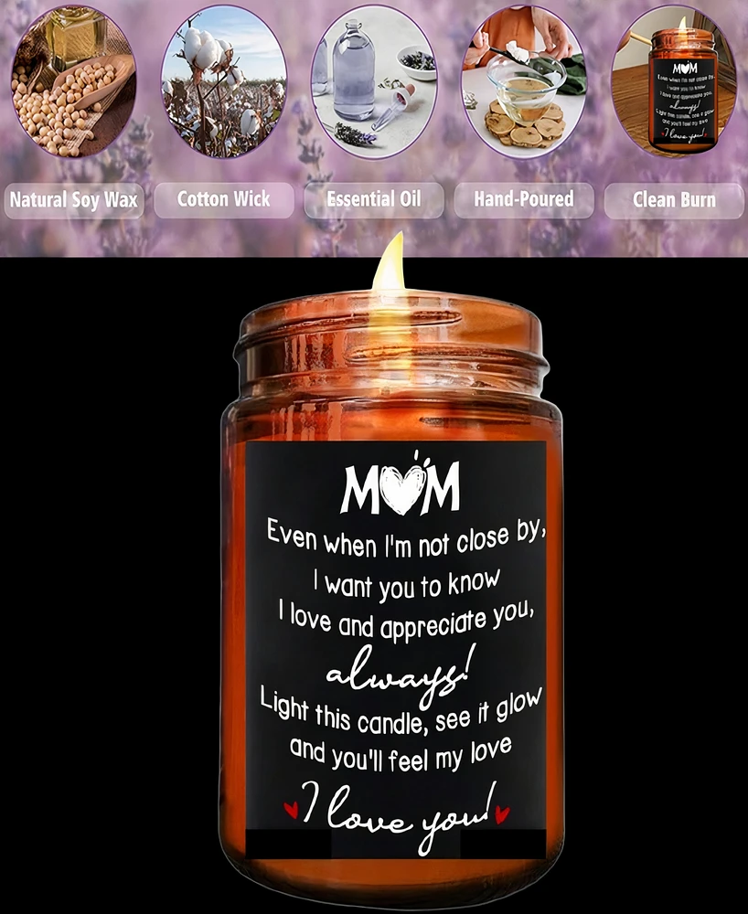 Lovery "Love You Mom" Lavender-Scented Soy Wax Candle, 10 oz.