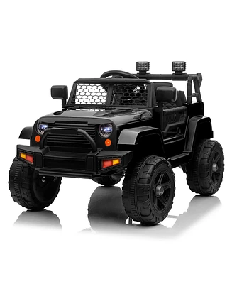 Yescom 12V Kids Ride On Truck Car Jeep with Remote Control, Led,3 Speeds Black