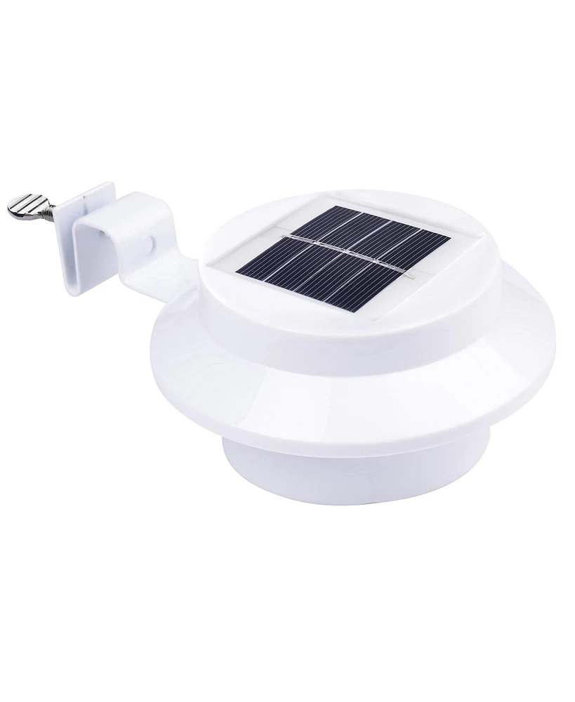 Outdoor 3 Led Solar Power Garden Gutter Light IP44 Cool White Yard Doorway Fence Lamp with Bracket