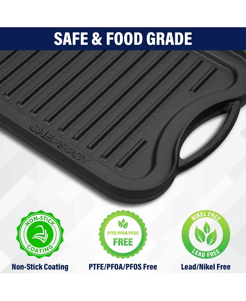 Chefspot Preseasoned Cast Iron Reversible Griddle Plate Pan - 20"
