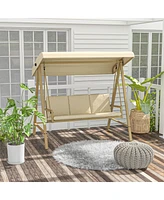 Outsunny 3-Seat Porch Swing with Canopy & Removable Cushions,