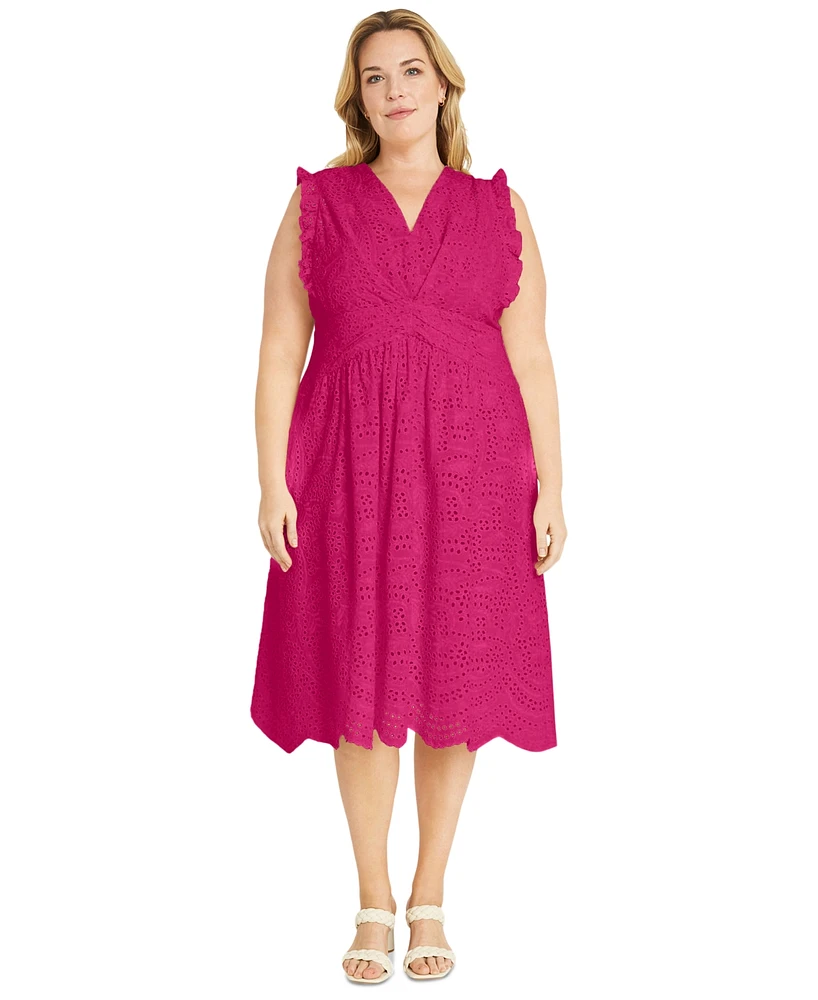 Maggy London Plus Size Eyelet Midi Dress