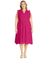 Maggy London Plus Size Eyelet Midi Dress