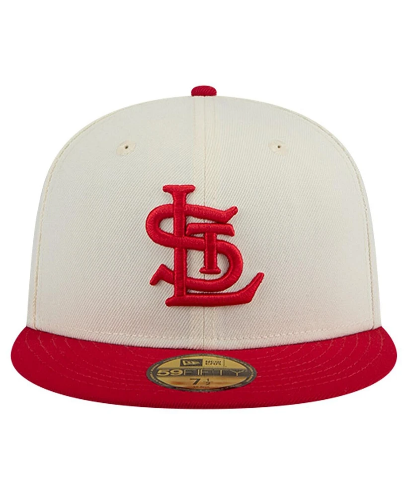 New Era Men's White St. Louis Cardinals Cooperstown Collection Chrome 59Fifty Fitted Hat