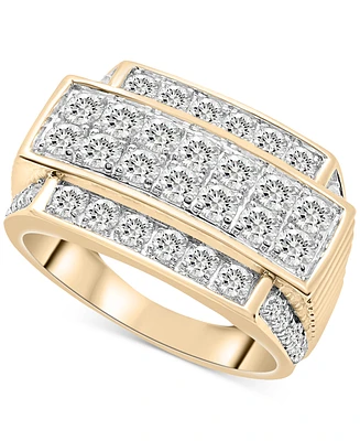 Men's Diamond Multirow Two Level Cluster Ring (2 ct. t.w.) in 10k Gold