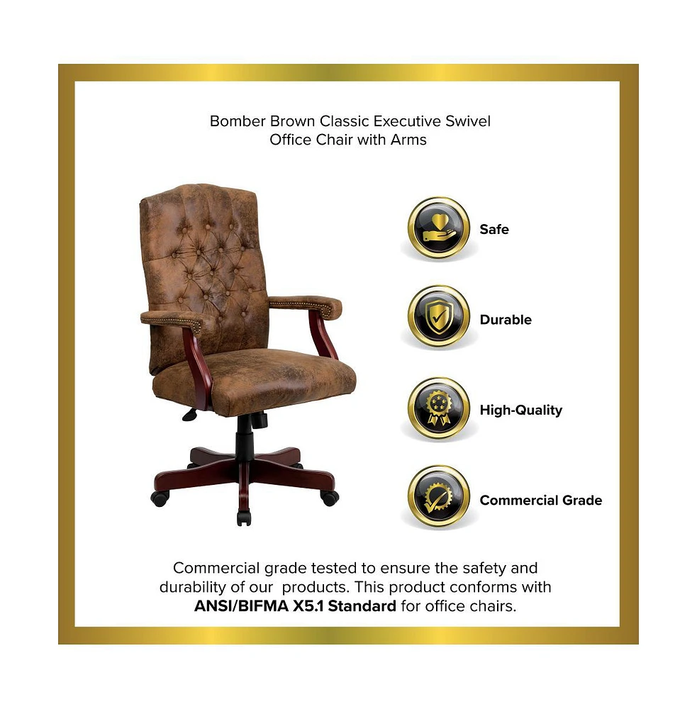 Merrick Lane Versailles High Back Tufted Home Office Chair With Height Adjustment And 360° Swivel