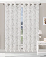 Superior Modern Scroll Sheer 2-Piece Curtains Panel Set with Grommet Header Top