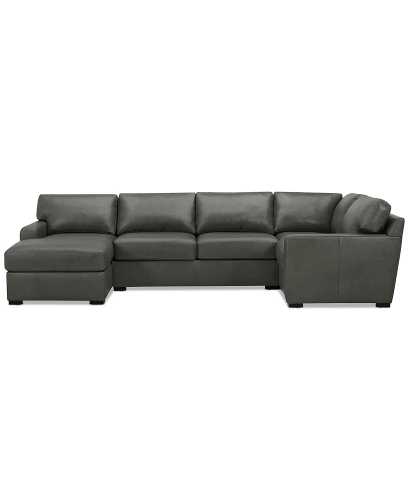 Radley 136" 4-Pc. Leather Square Corner Modular Chaise Sectional, Created for Macy's