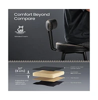 Set of 2 Swivel Bar Stools with Cushioned Backs and Faux Leather Upholstery
