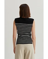 Crescent Women's Blake Sleeveless Power Shoulder Stripe Top