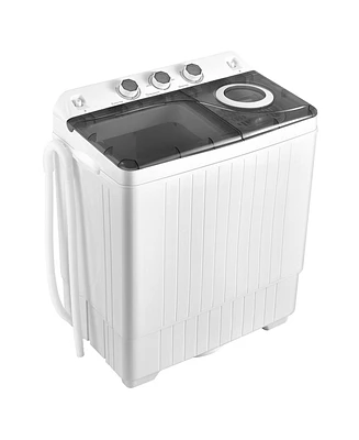 26lbs Portable Semi-automatic Twin Tub Washing Machine with Drain Pump