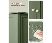 Floor Storage Cabinet for Bathroom with 2 Flexible Shelves and Closed Door