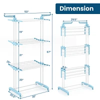 4-tier Folding Clothes Drying Rack with Rotatable Side Wings & Collapsible Shelves