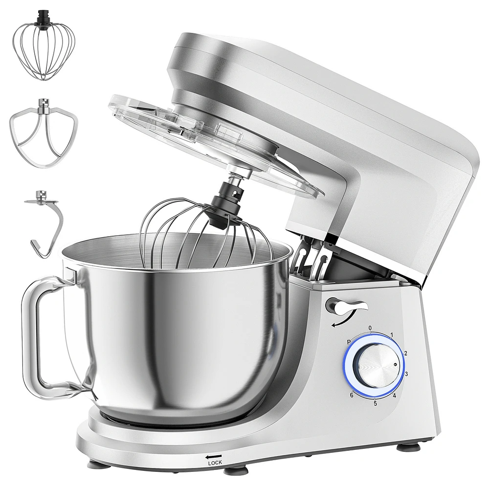 Sugift 7.5 Qt Tilt-Head Stand Mixer 6 Speed with Egg Whisk, Dough Hook & Flat Beater