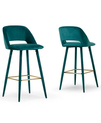 Glamour Home 29.5" Anita Velvet Barstool, Set of 2