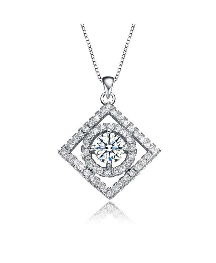 Elegant White Gold Plated Square Pendant Necklace