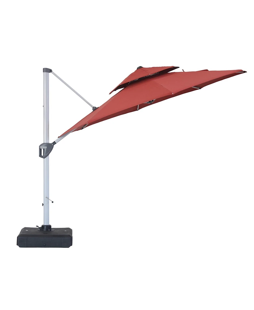 Mondawe 11 ft Octagon Patio Cantilever Umbrella with Cover and Base Included, Red