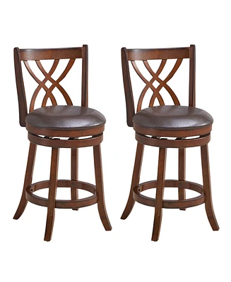 360° Swivel Counter Height Chairs with Pu Leather Cushioned Seat and Footrests