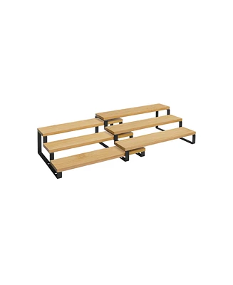 Set of 2 Wicker Spice Racks, 3-Tier Stackable and Expandable Cabinet Organizers