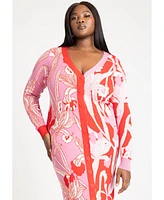 Eloquii Plus Intarsia Two Tone Cardigan Dress