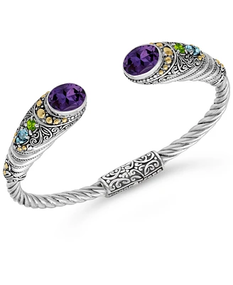 Devata Amethyst & Bali Jimbaran Cuff Bracelet in Sterling Silver and 18K Gold
