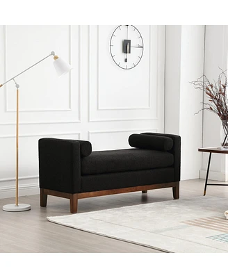 53.5"W Elegant Upholstered Bench, Ottoman