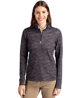 Cutter & Buck Traverse Stretch Eco Camo Print Quarter Zip Womens Pullover