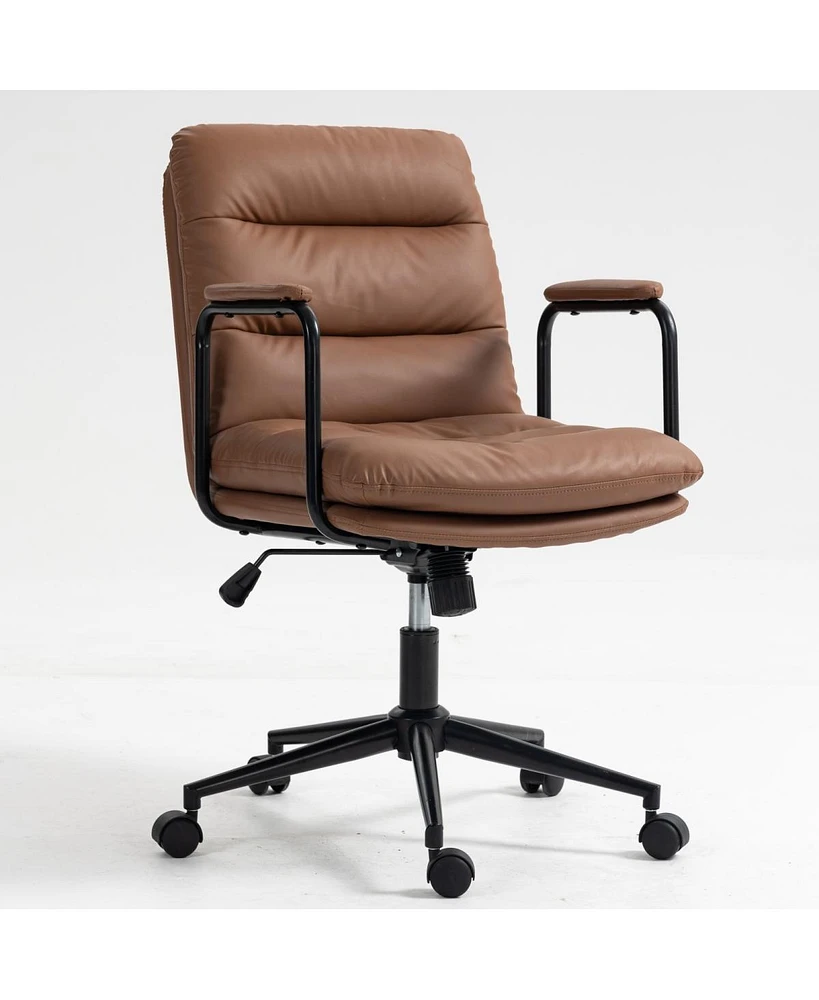 Ergonomic Pu Leather Office Chair with Reclining Back