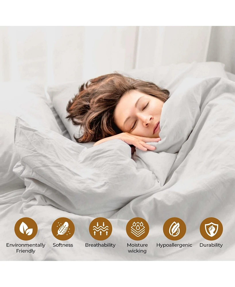 Superior Cotton Linen Blend Solid 3-Piece Duvet Cover Set