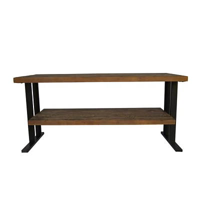 Streamdale Furniture Media Console Table With One Shelf To Your Home Decor, Natural Reclaimed Wood And Black Finish